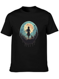 Moonlit Girl & Wolf Graphic Tee - Black