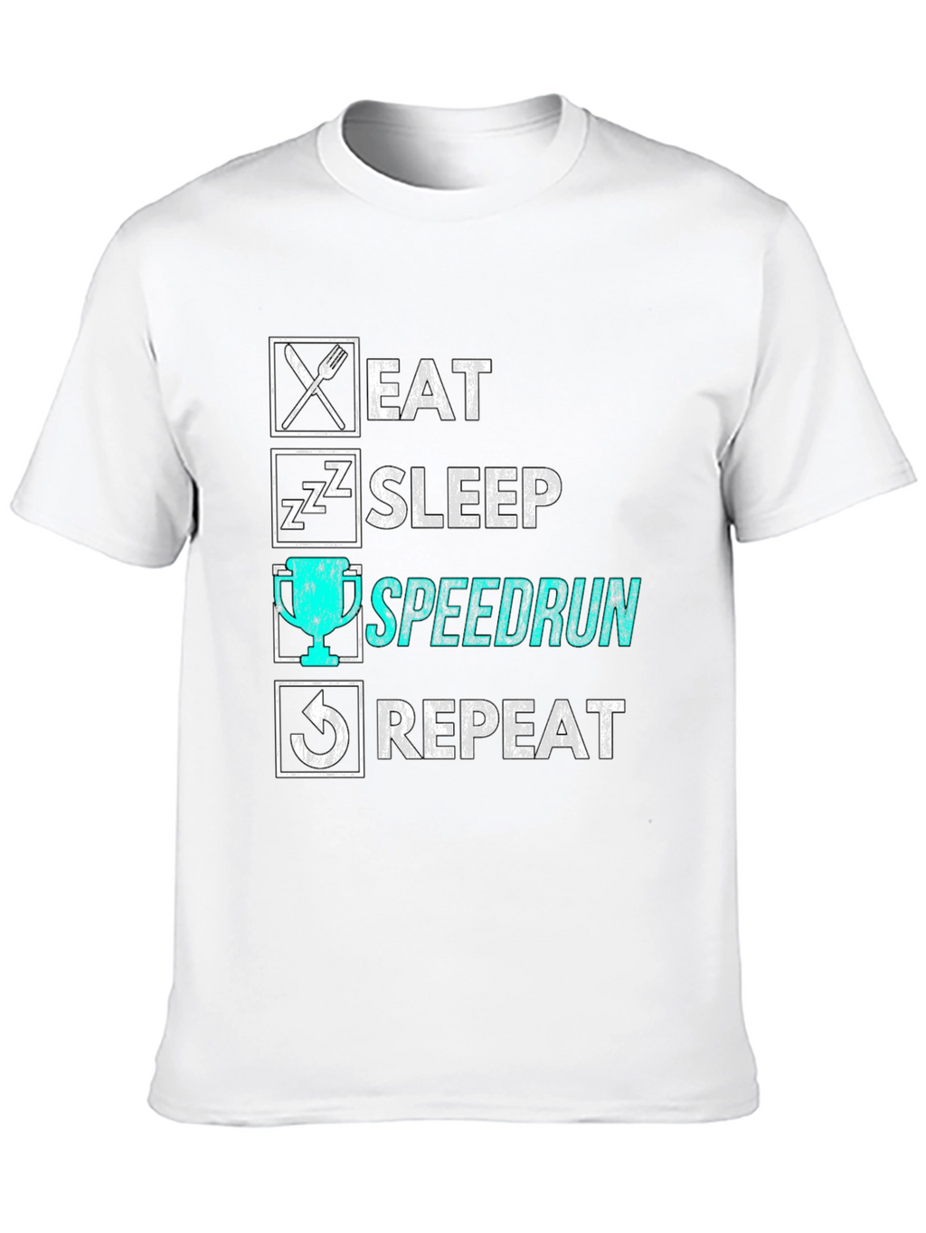Eat Sleep Speedrun Repeat Black Graphic Tee