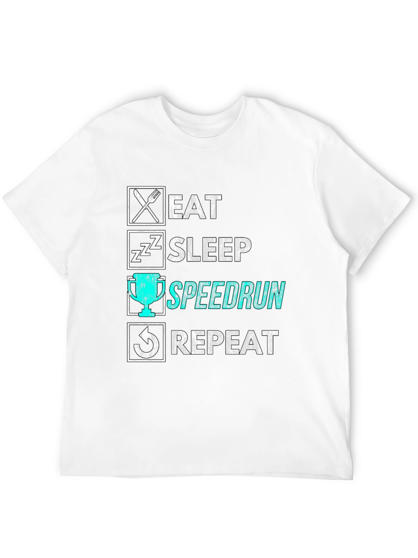 Eat Sleep Speedrun Repeat Black Graphic Tee