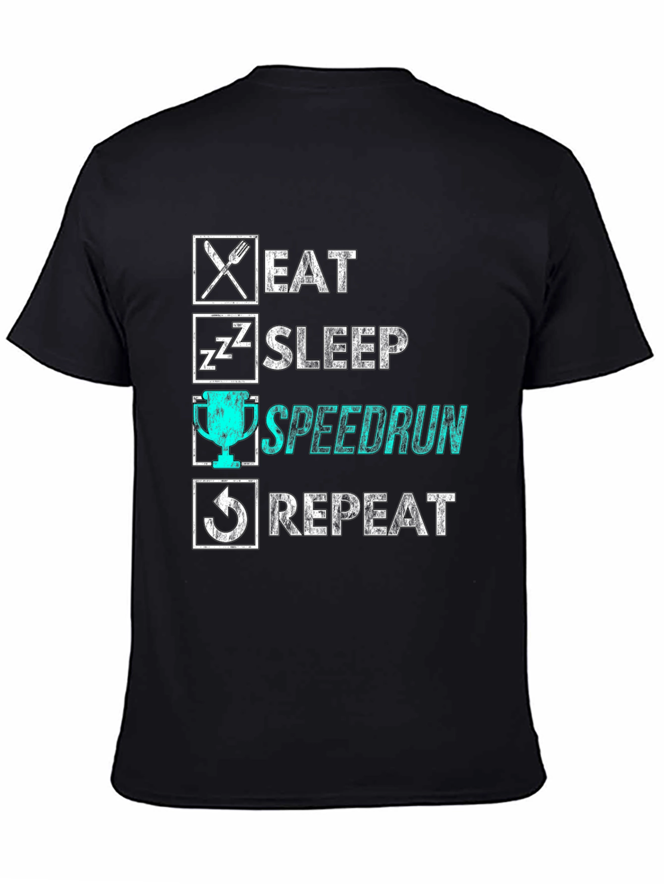 Eat Sleep Speedrun Repeat Black Graphic Tee