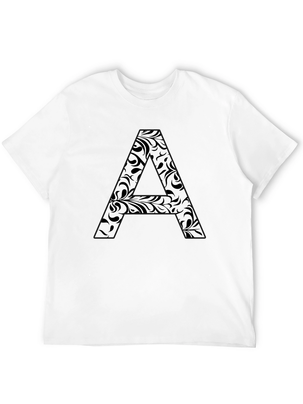 Stylish Black T-Shirt with Floral Letter A Design