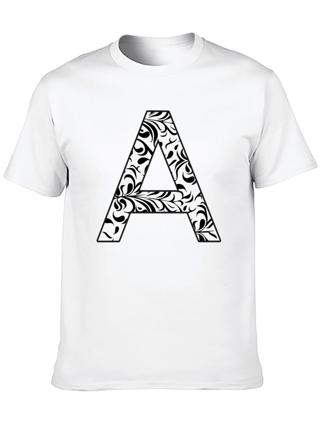 Stylish Black T-Shirt with Floral Letter A Design