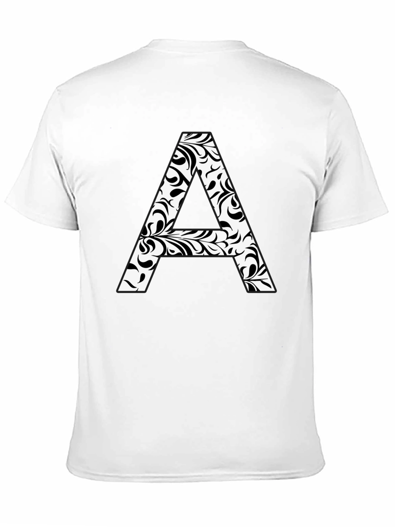Stylish Black T-Shirt with Floral Letter A Design