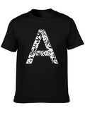Stylish Black T-Shirt with Floral Letter A Design