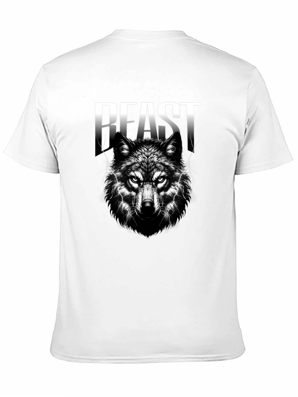 Beast Wolf Graphic Print Black T-Shirt