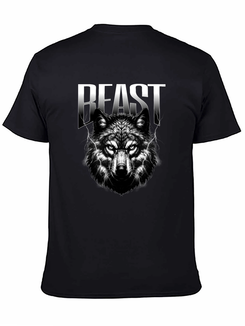Beast Wolf Graphic Print Black T-Shirt