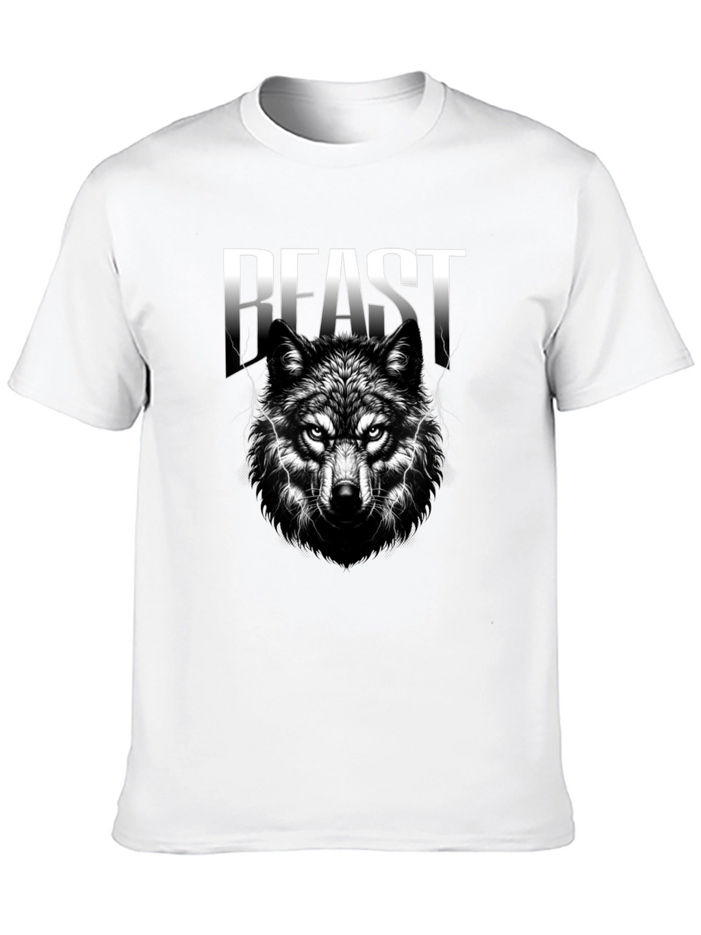 Beast Wolf Graphic Print Black T-Shirt