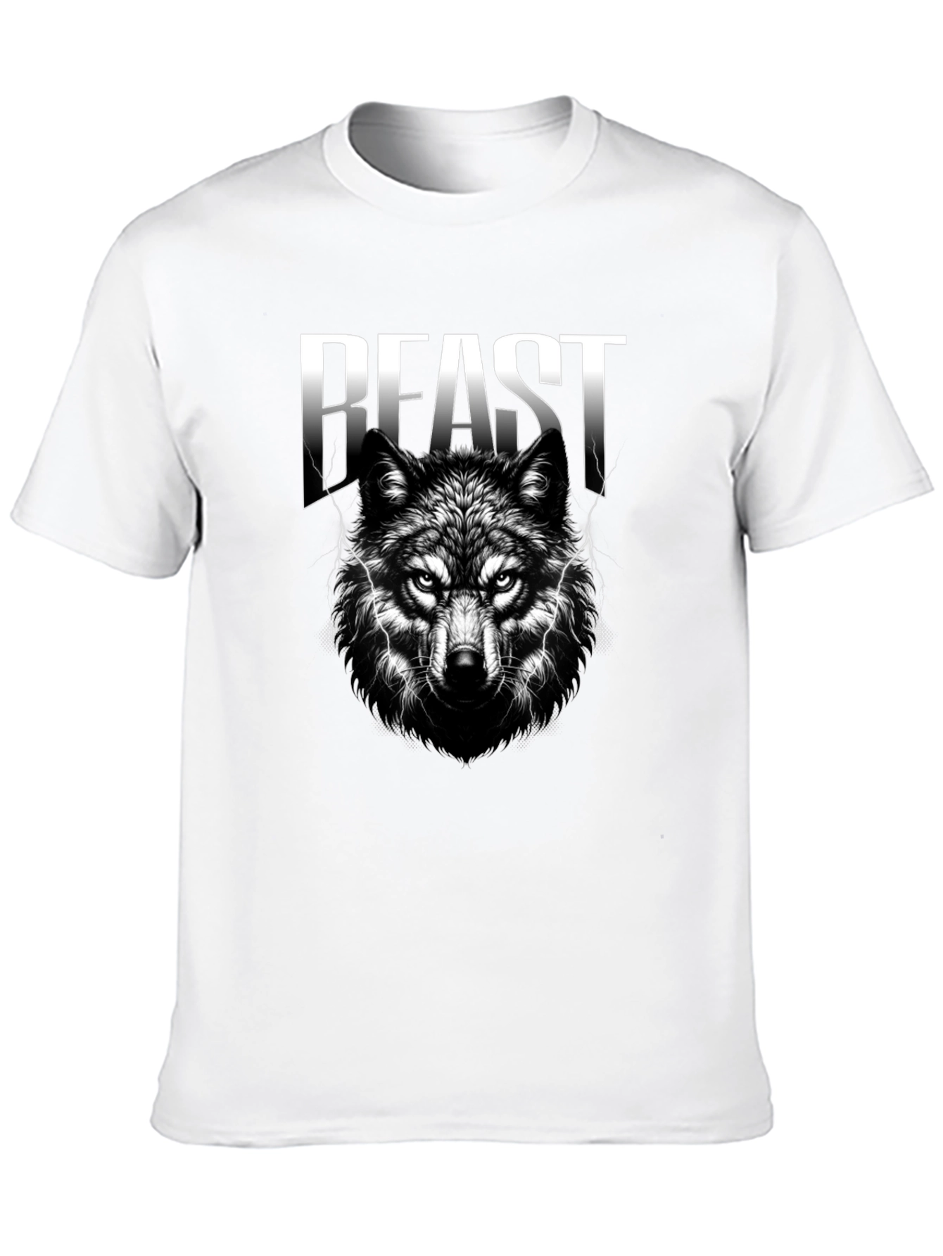 Beast Wolf Graphic Print Black T-Shirt
