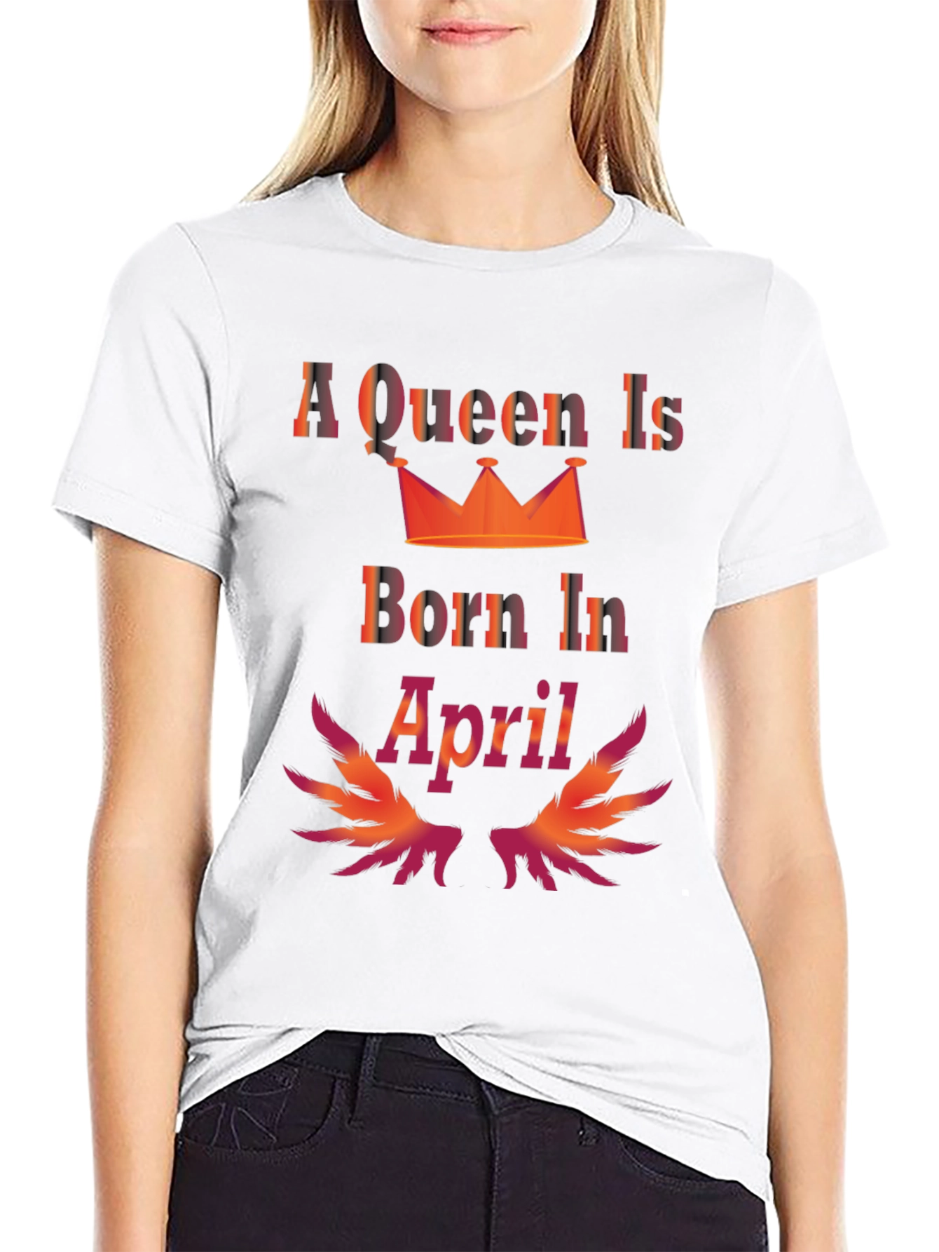 Queen Born in April Black T-Shirt