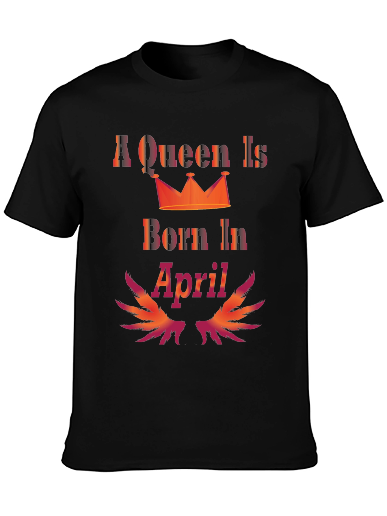 Queen Born in April Black T-Shirt