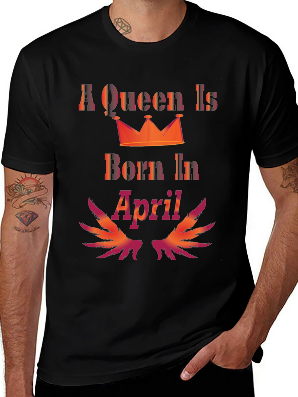 Queen Born in April Black T-Shirt
