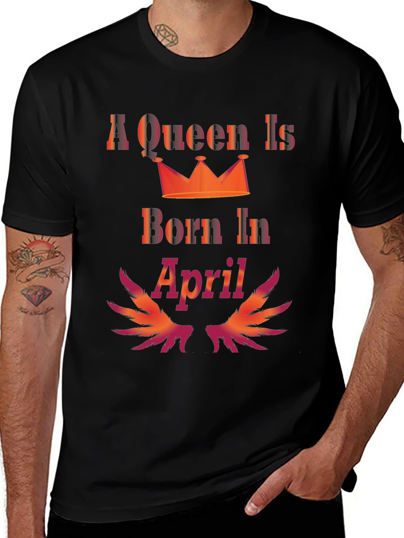 Queen Born in April Black T-Shirt
