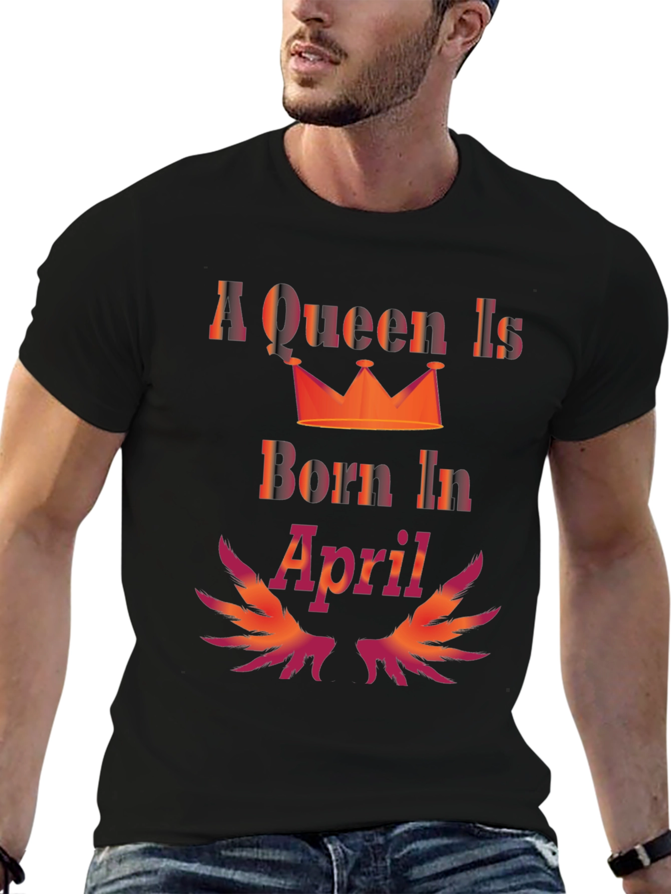 Queen Born in April Black T-Shirt