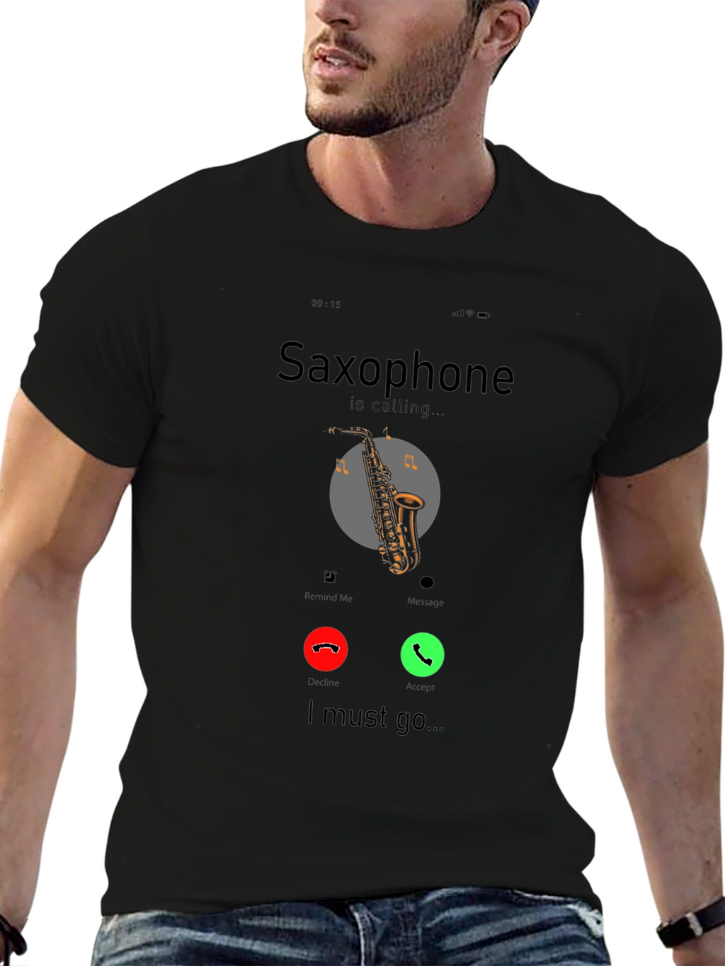 Saxophone Calling Graphic T-Shirt - Music Lover Tee