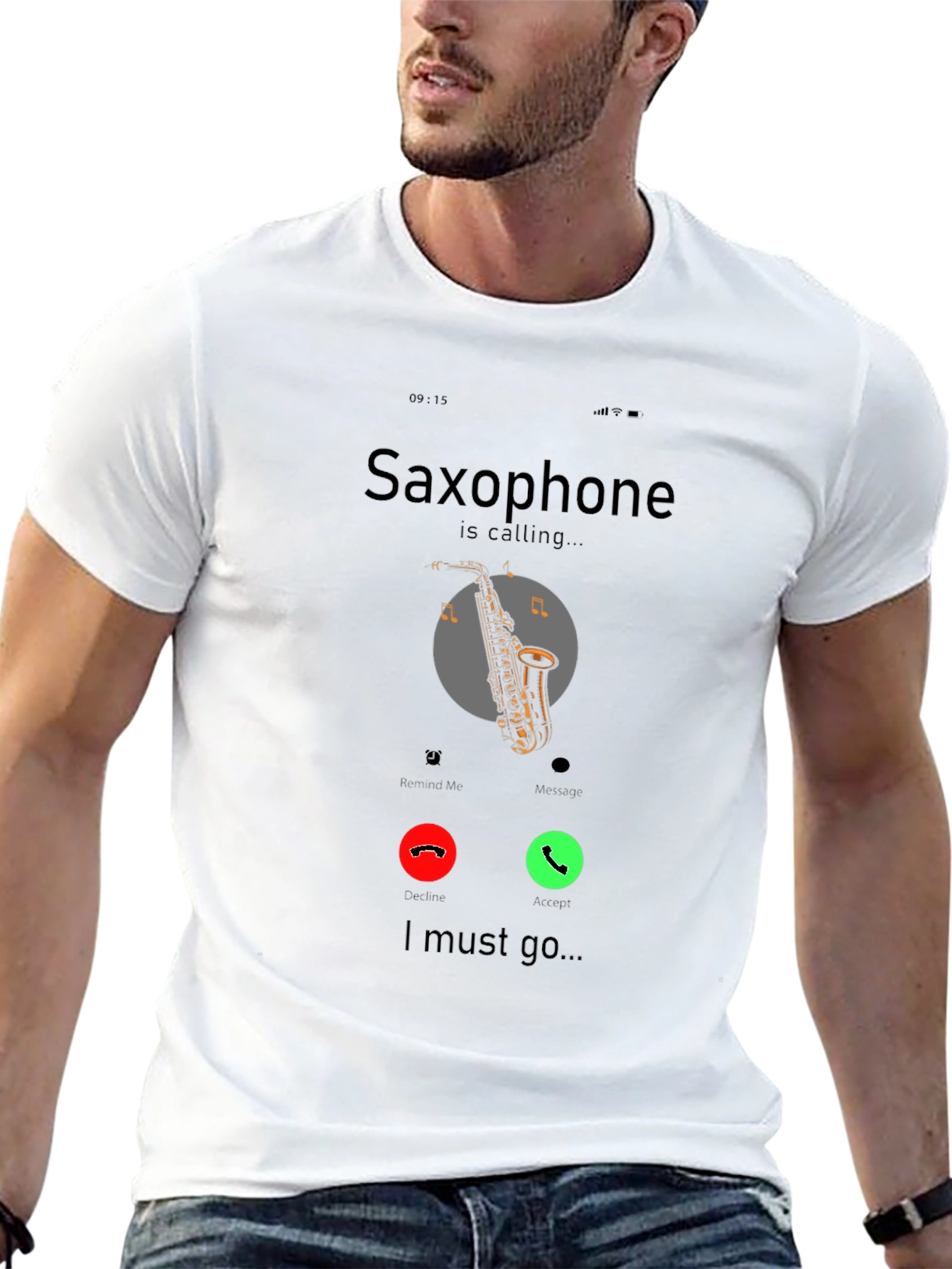 Saxophone Calling Graphic T-Shirt - Music Lover Tee