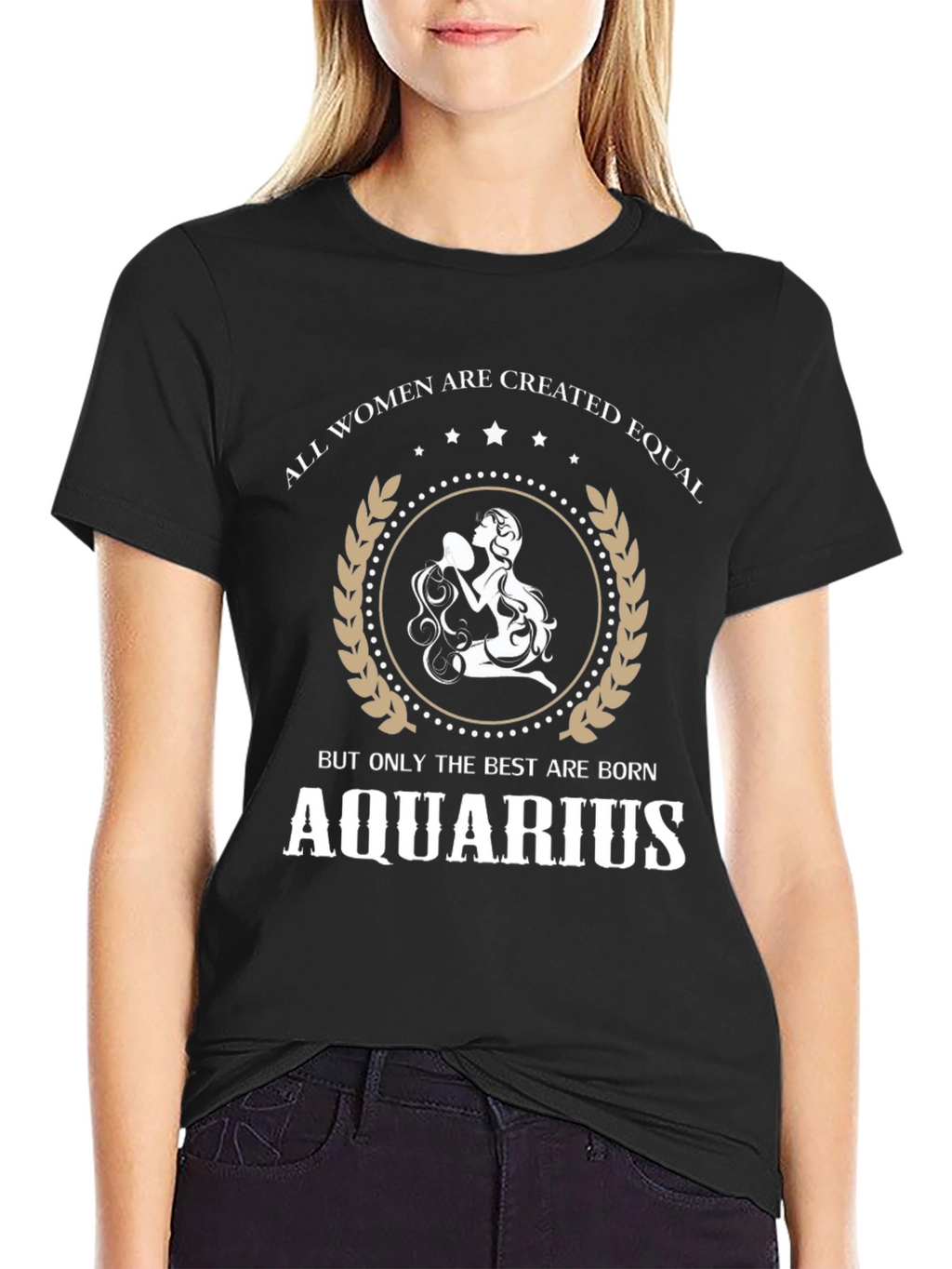 Aquarius Zodiac Womens Graphic Tee - Black