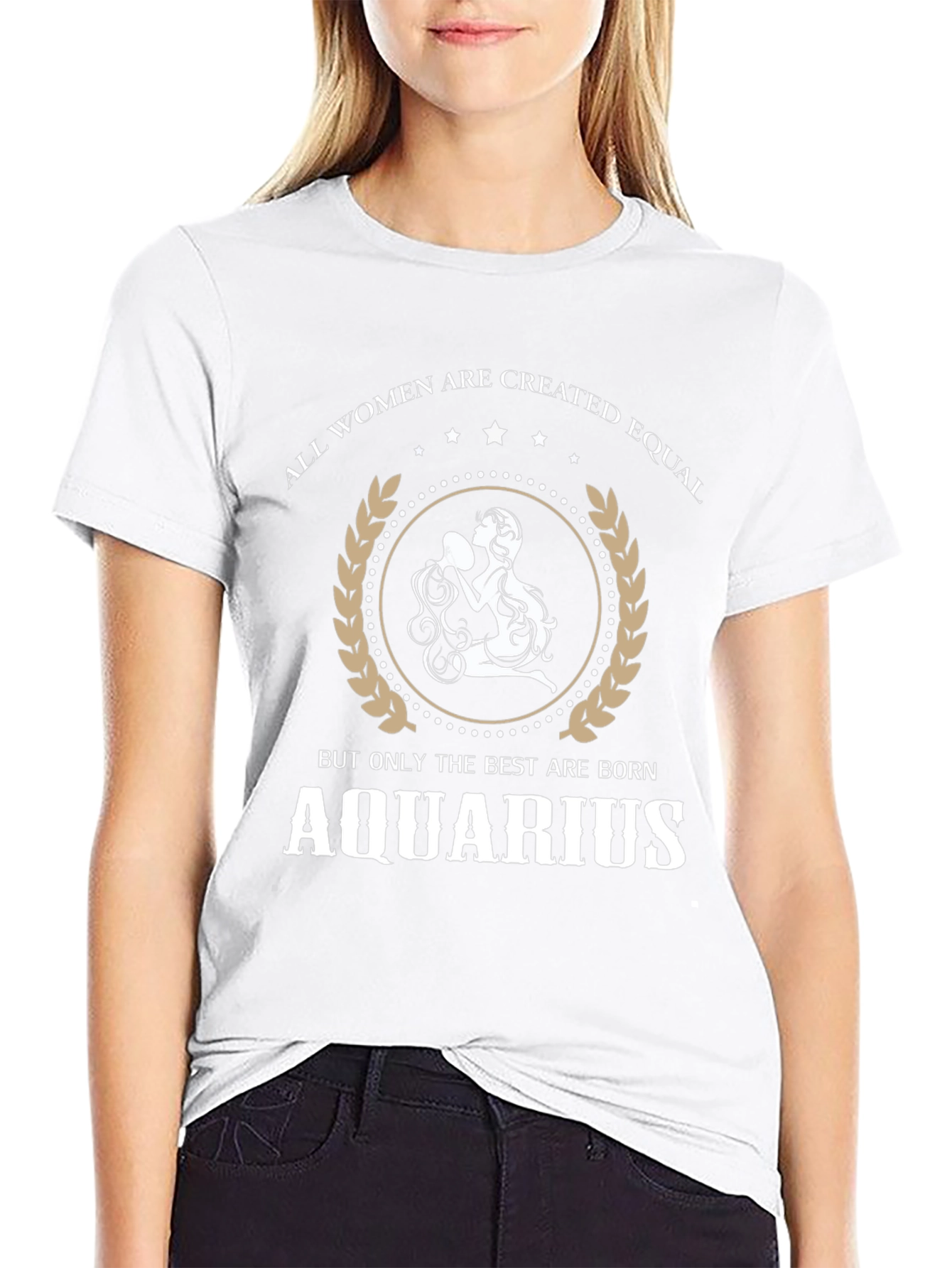 Aquarius Zodiac Womens Graphic Tee - Black