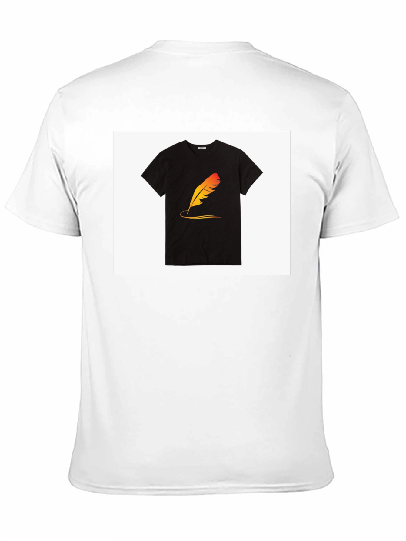 Stylish Black T-Shirt with Feather Graphic