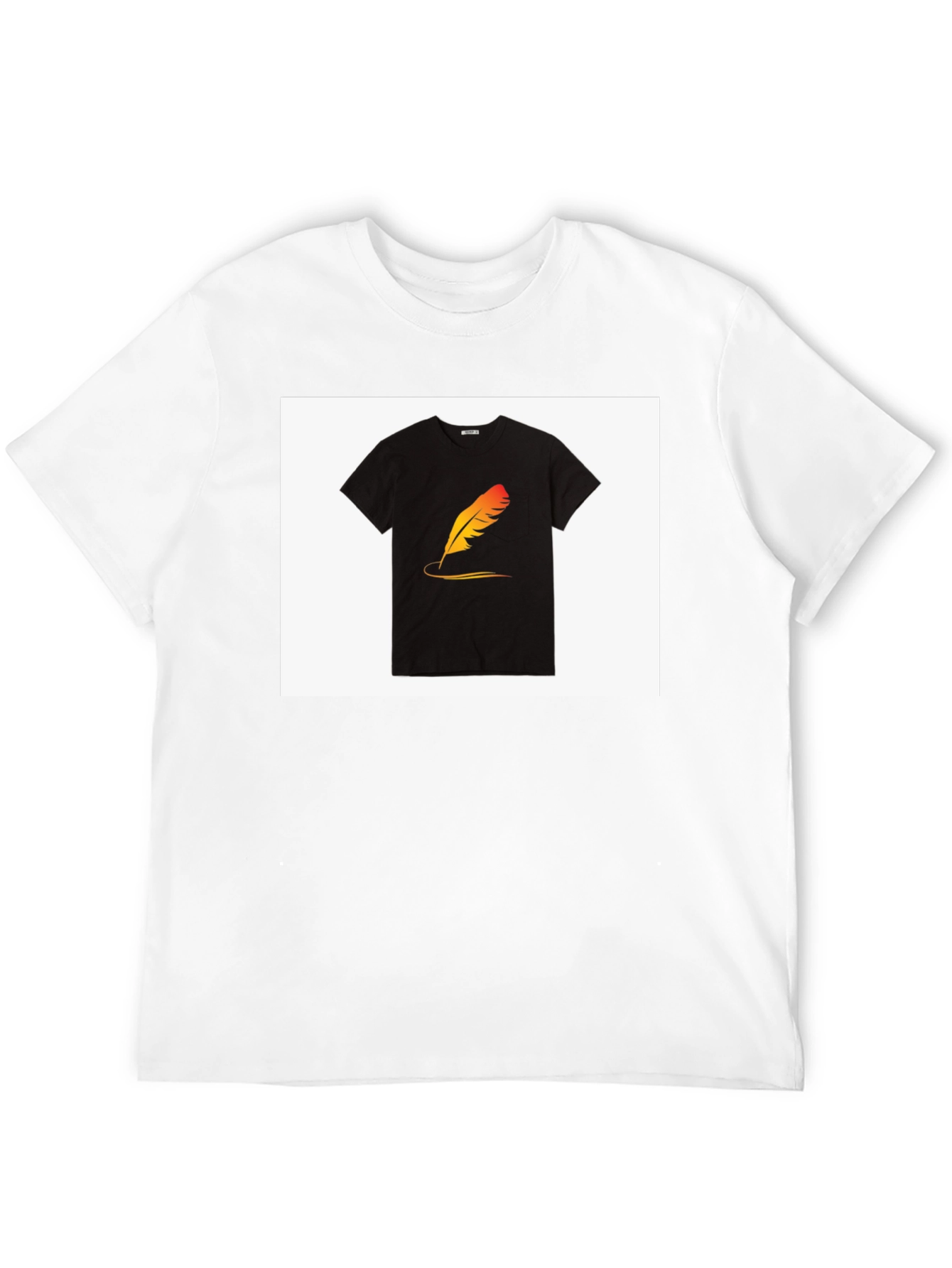 Stylish Black T-Shirt with Feather Graphic