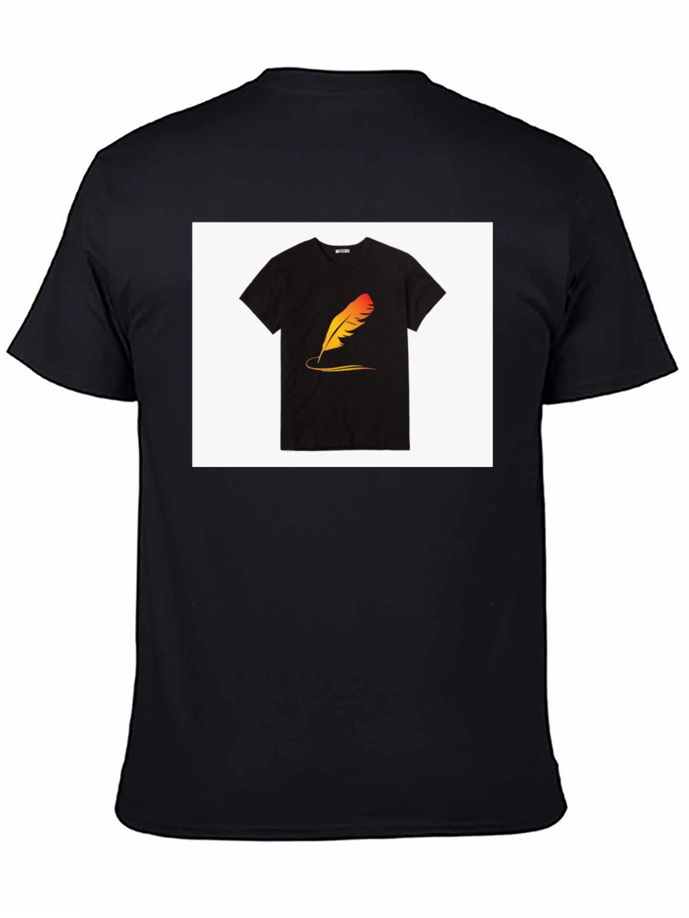 Stylish Black T-Shirt with Feather Graphic