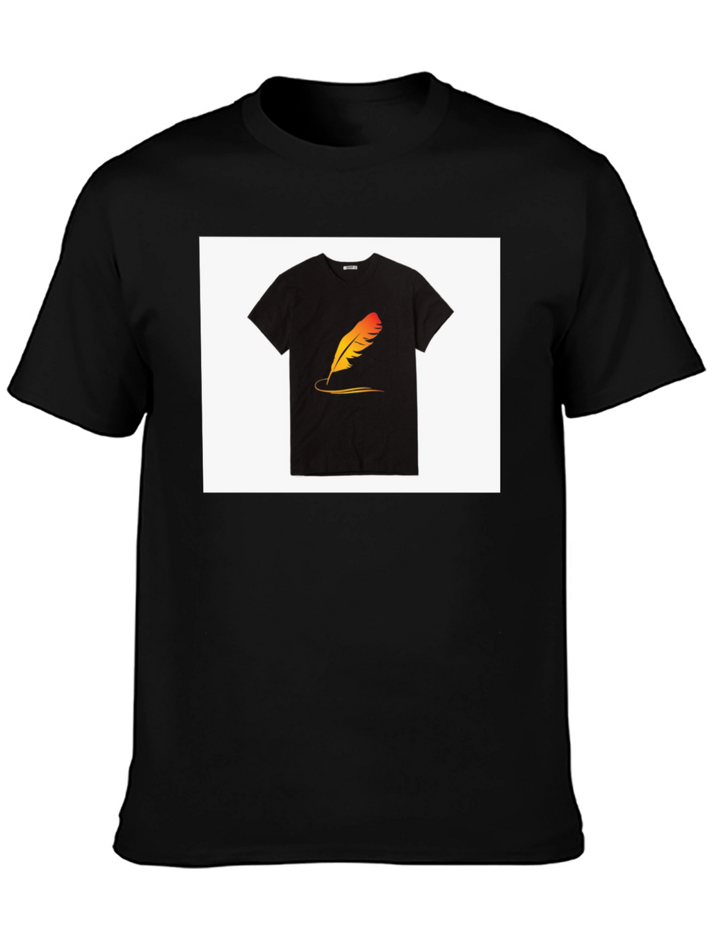 Stylish Black T-Shirt with Feather Graphic