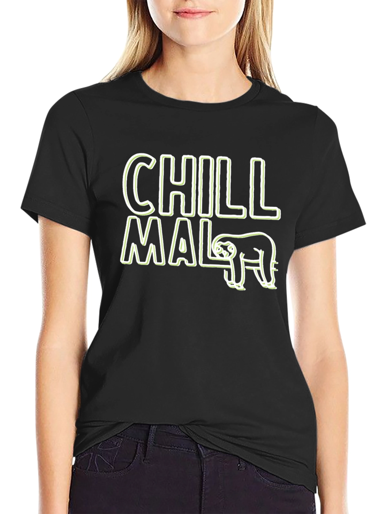Chill Mal Sloth Graphic Black T-Shirt