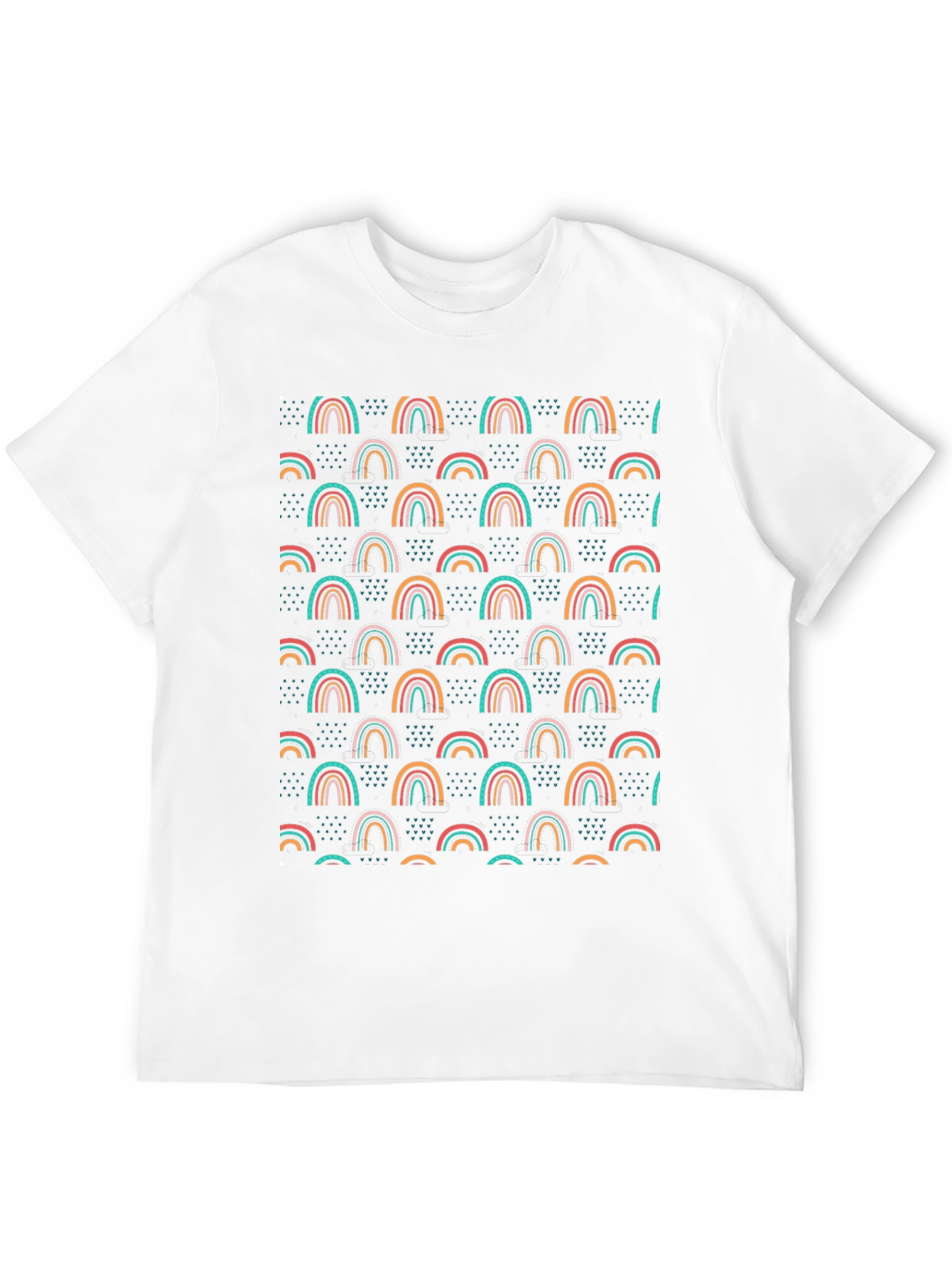 Rainbow Pattern Black T-Shirt - Unique Design
