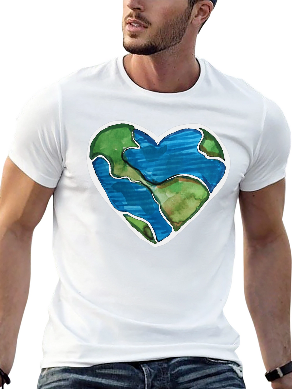 Earth Heart Graphic T-Shirt - Black Crew Neck