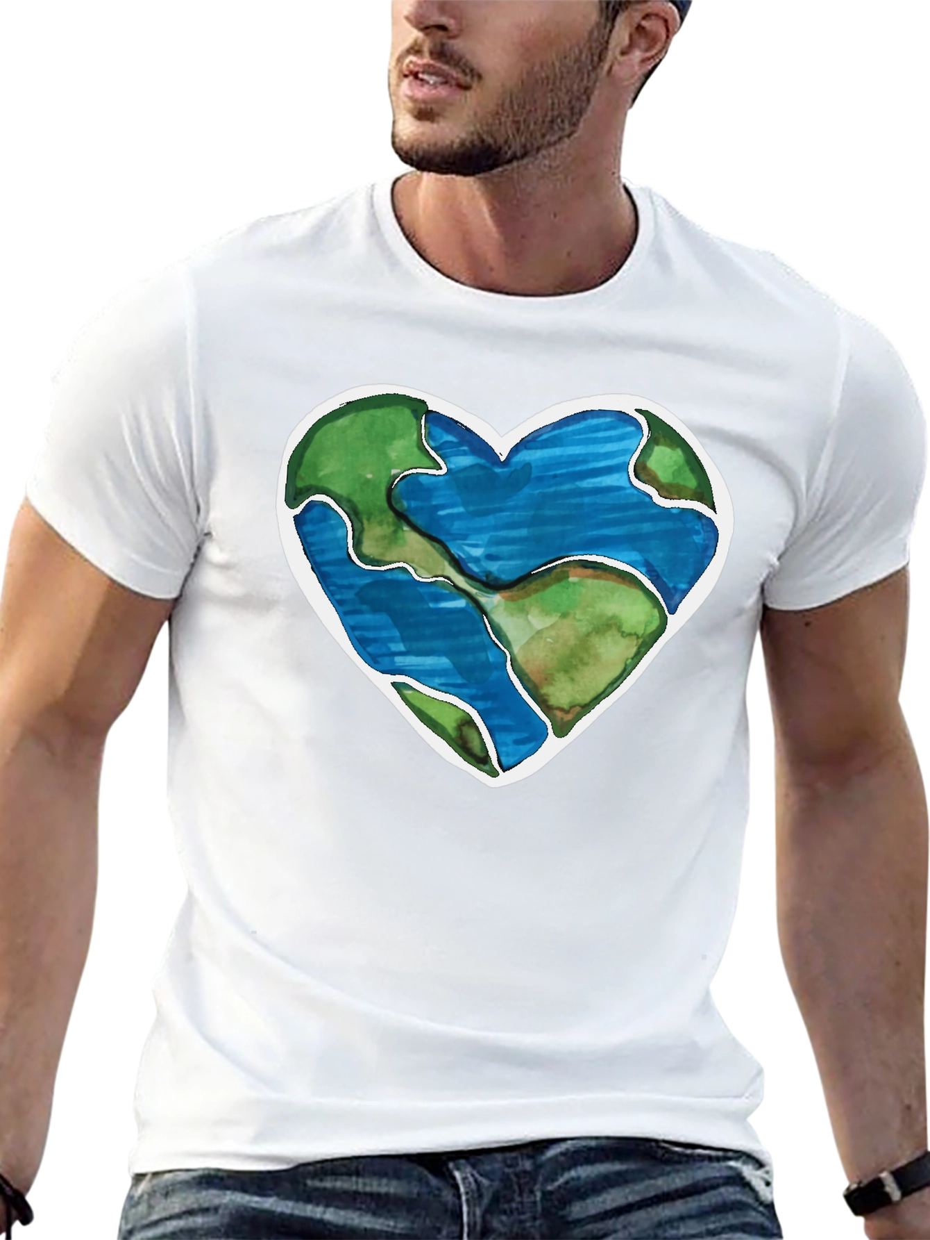 Earth Heart Graphic T-Shirt - Black Crew Neck
