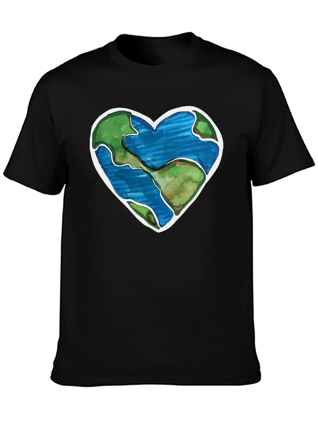 Earth Heart Graphic T-Shirt - Black Crew Neck