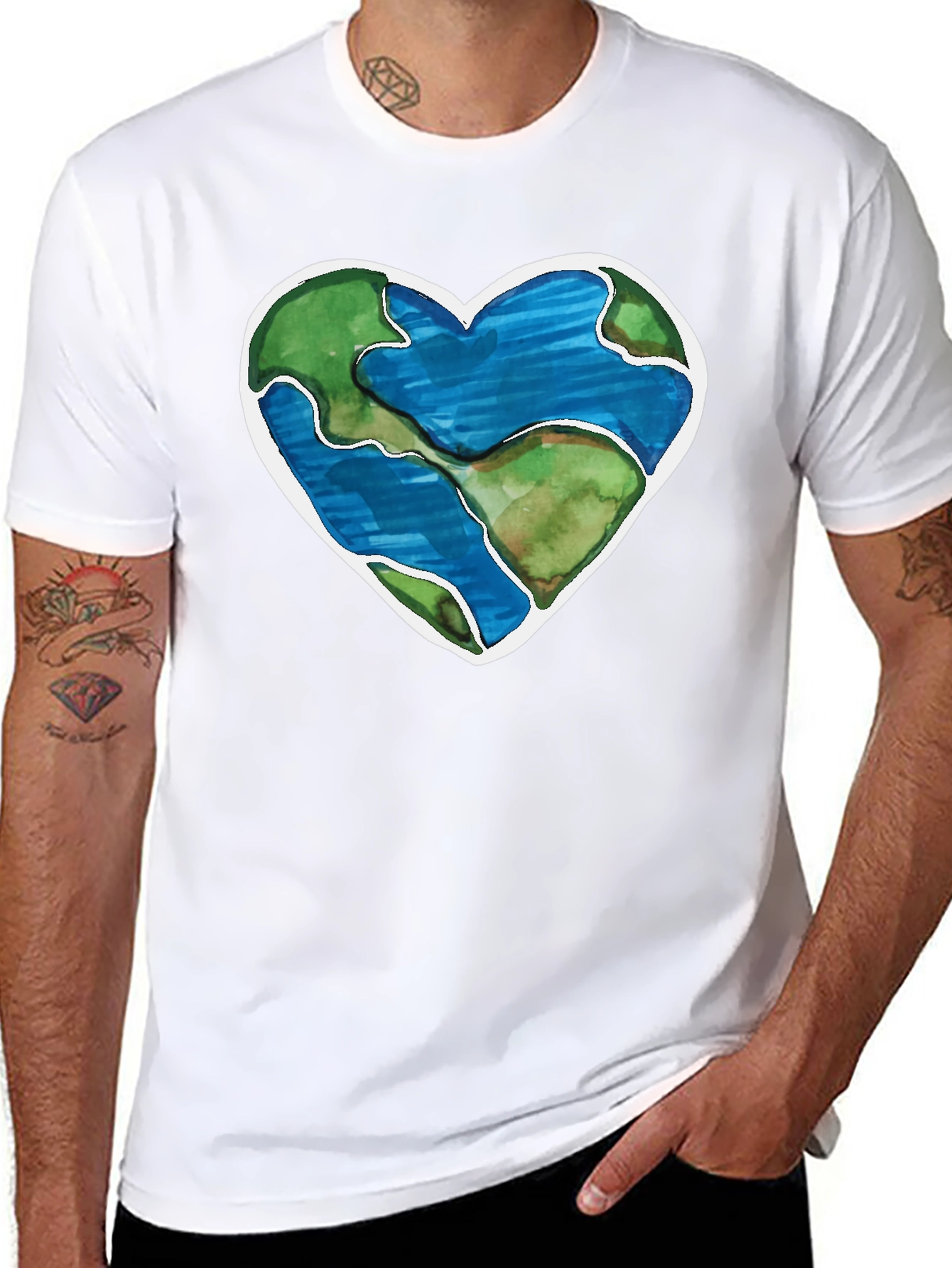Earth Heart Graphic T-Shirt - Black Crew Neck