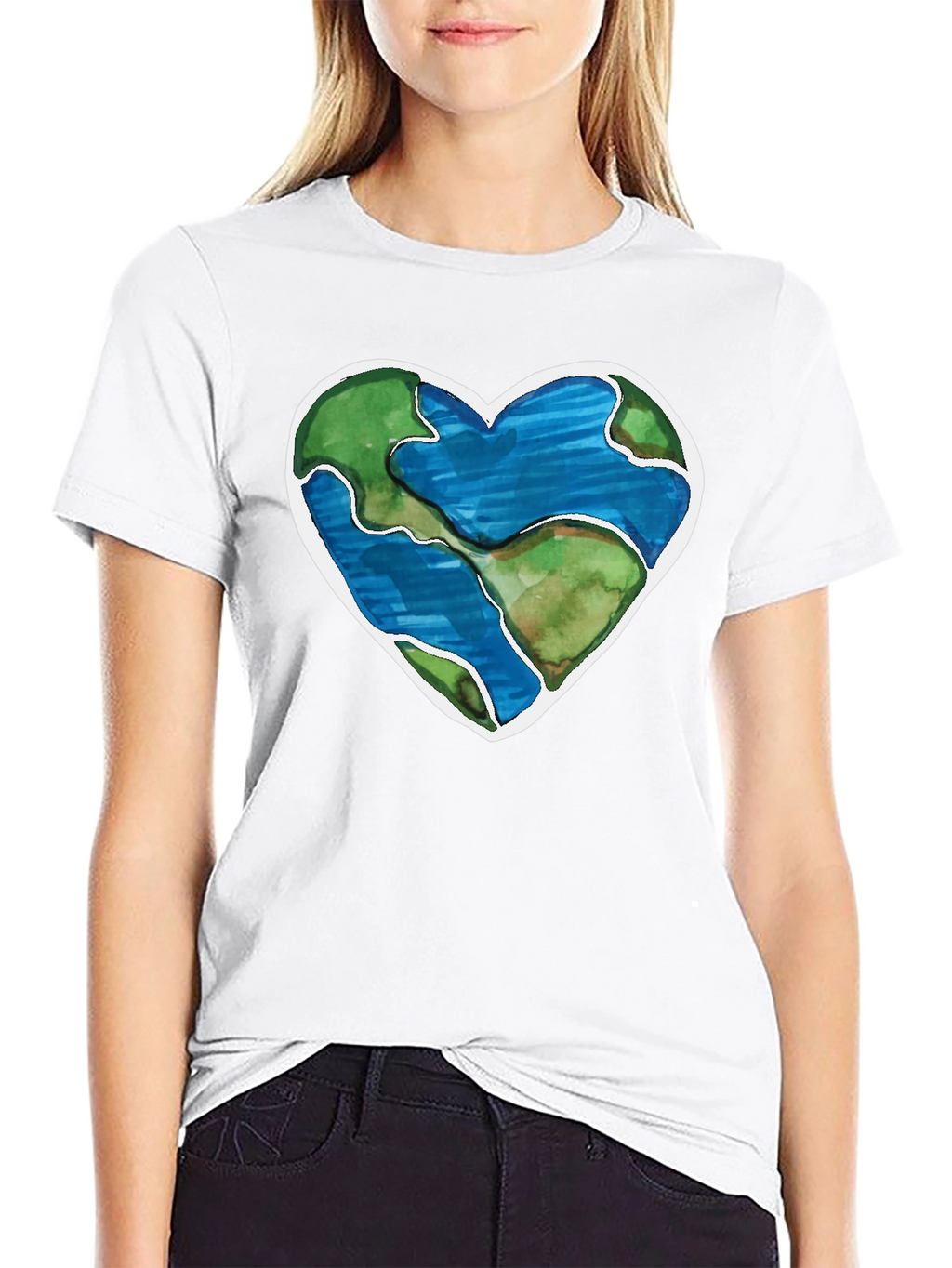 Earth Heart Graphic T-Shirt - Black Crew Neck