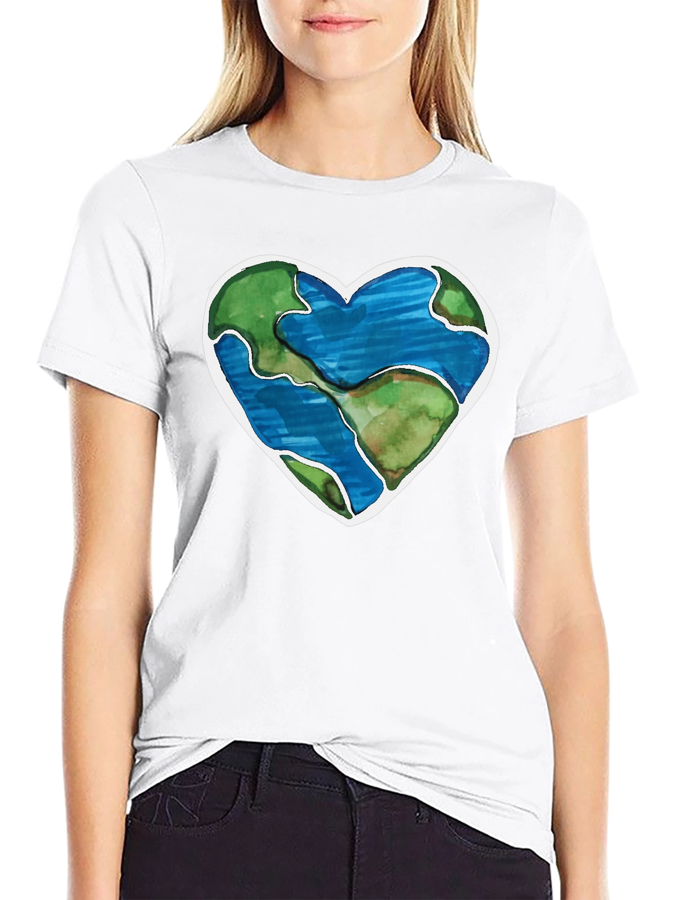 Earth Heart Graphic T-Shirt - Black Crew Neck