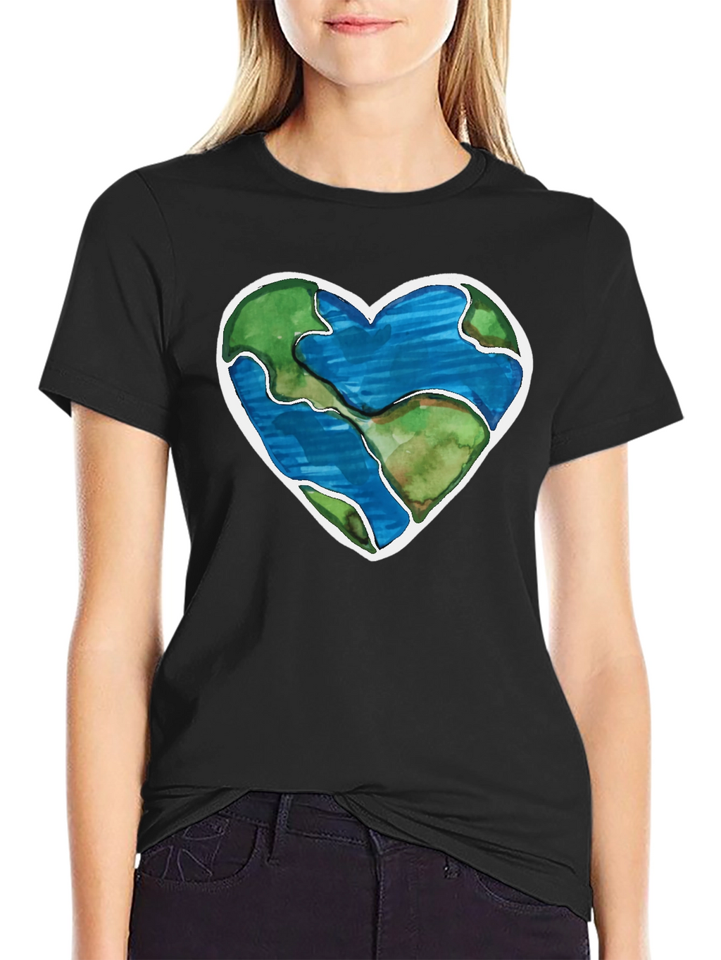 Earth Heart Graphic T-Shirt - Black Crew Neck