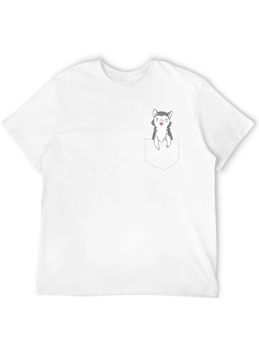 Husky Puppy Pocket T-Shirt - Cute Graphic Tee