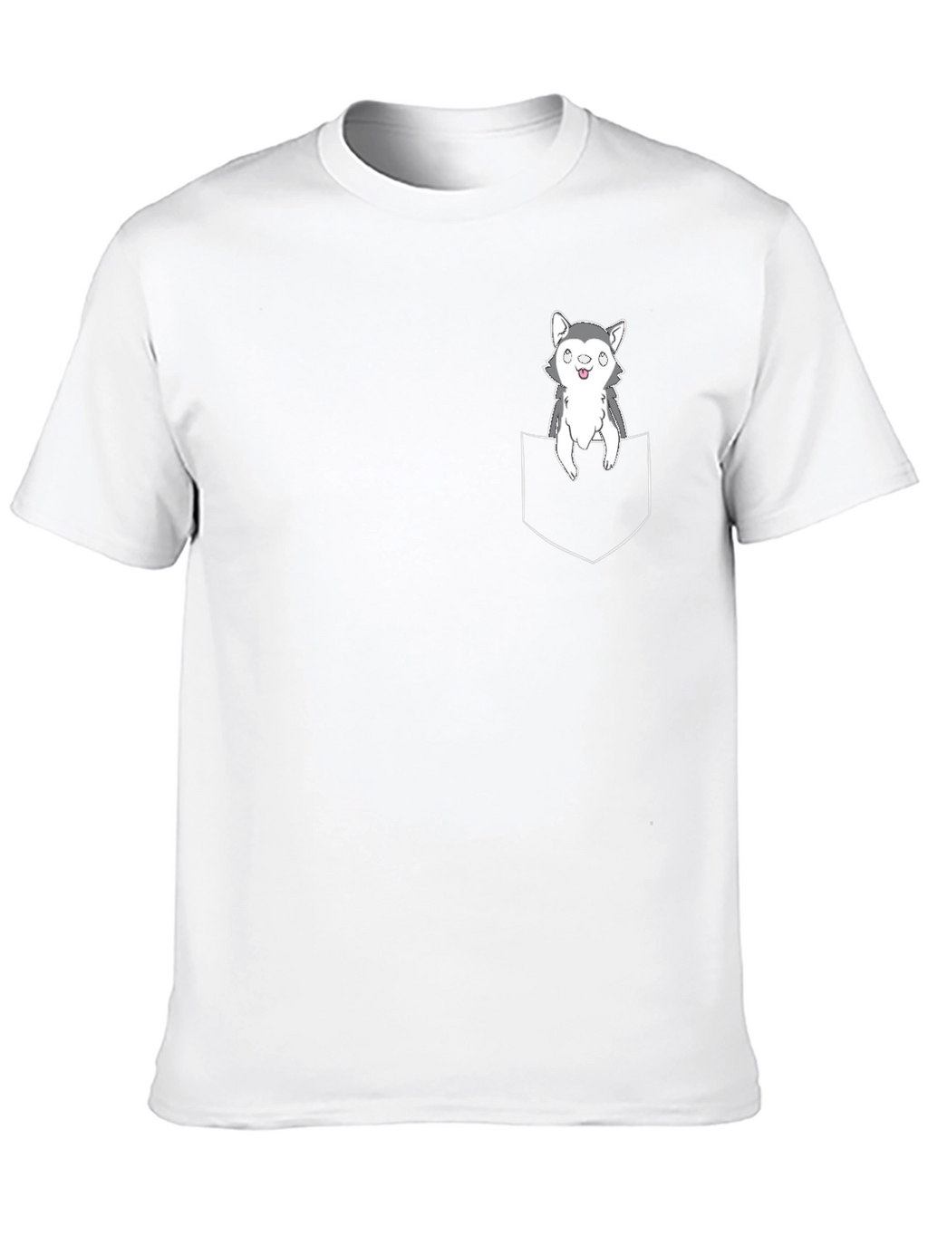 Husky Puppy Pocket T-Shirt - Cute Graphic Tee