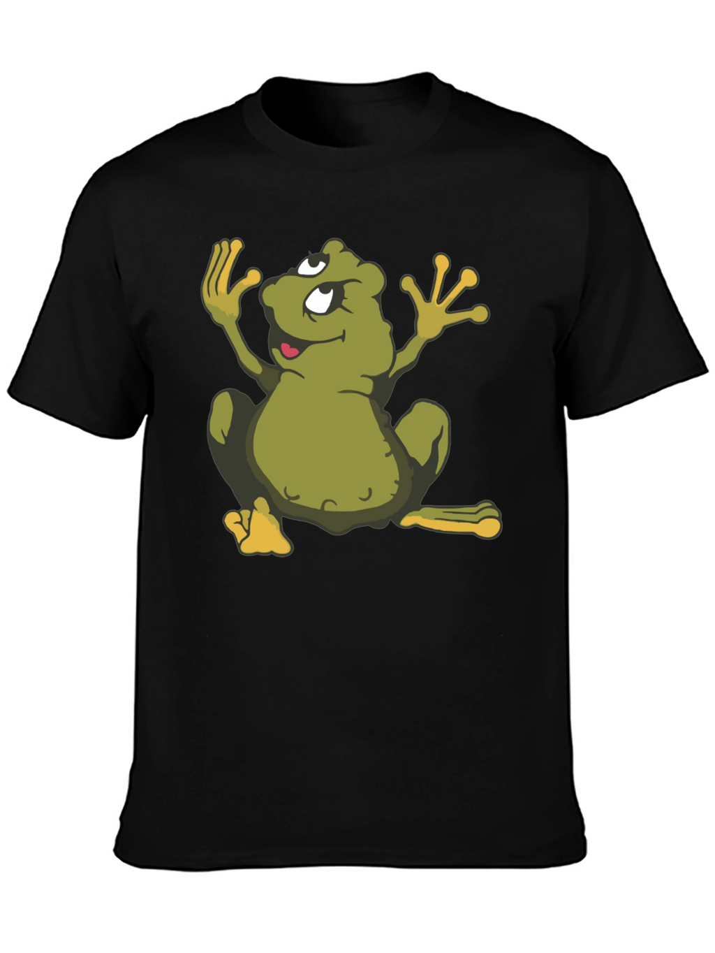 Cartoon Frog Black T-Shirt - Funky Graphic Tee