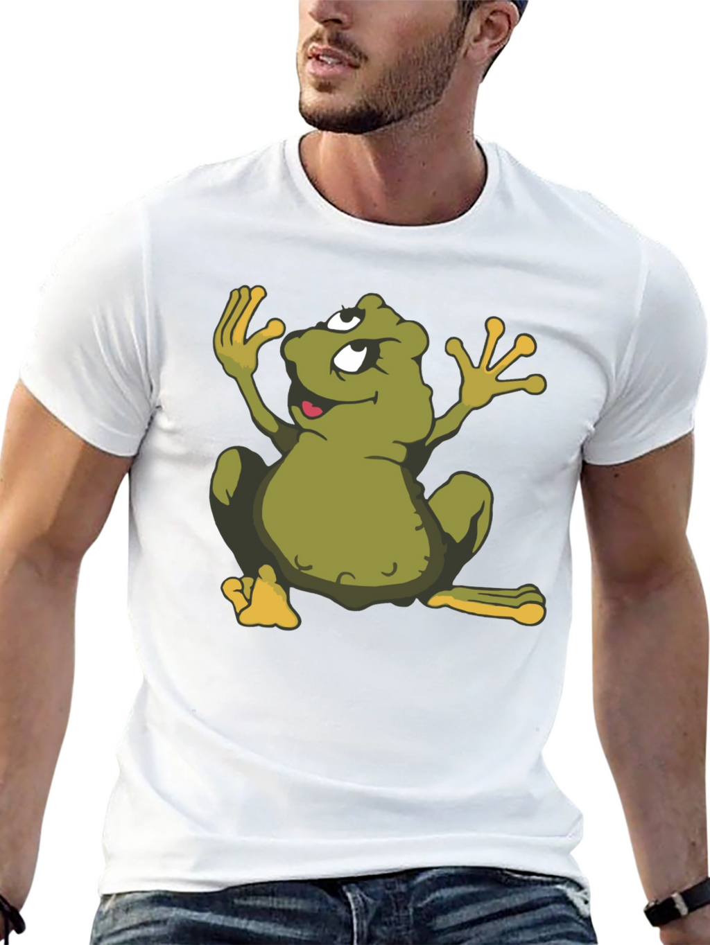 Cartoon Frog Black T-Shirt - Funky Graphic Tee
