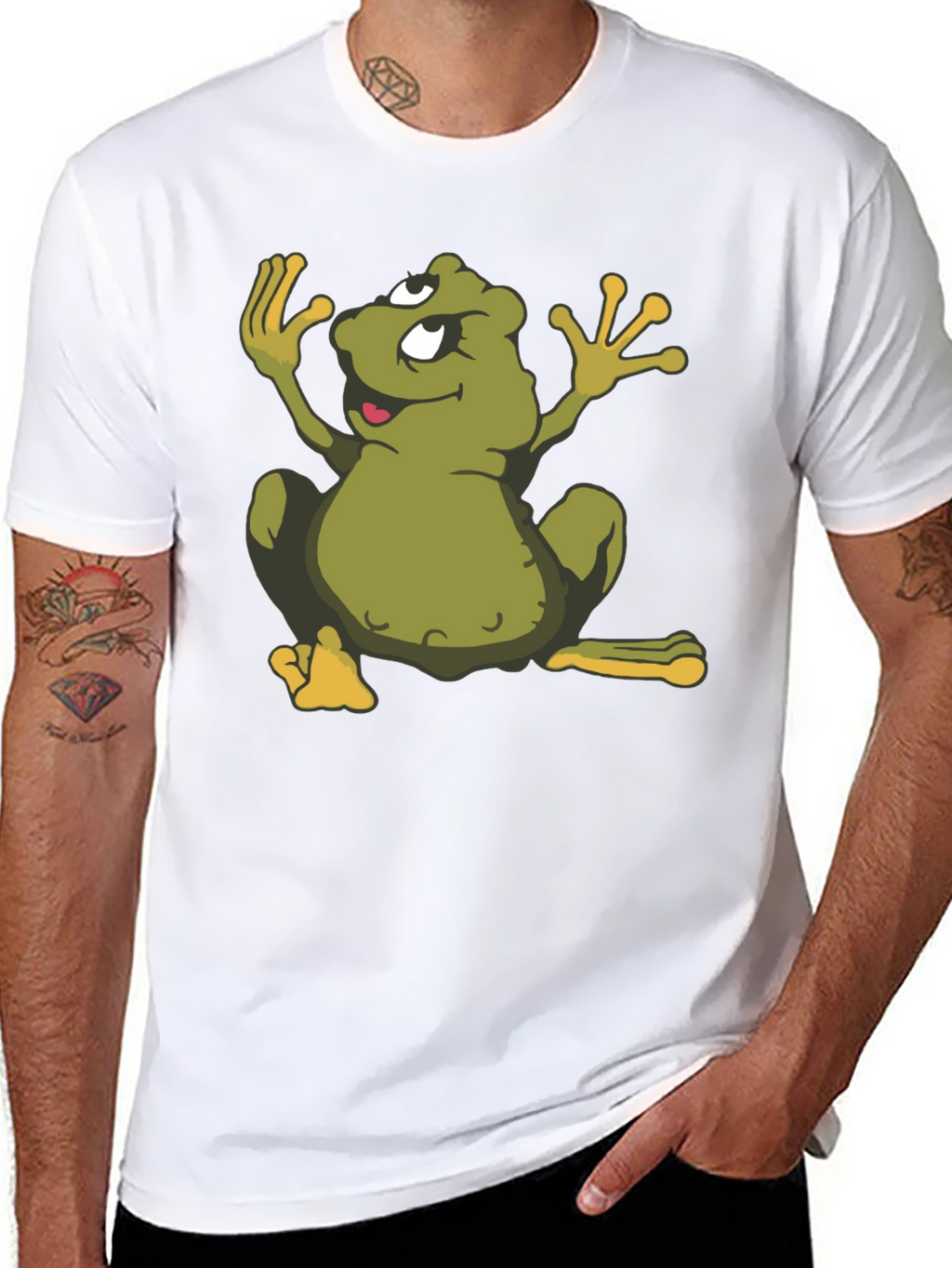 Cartoon Frog Black T-Shirt - Funky Graphic Tee