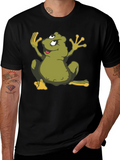 Cartoon Frog Black T-Shirt - Funky Graphic Tee