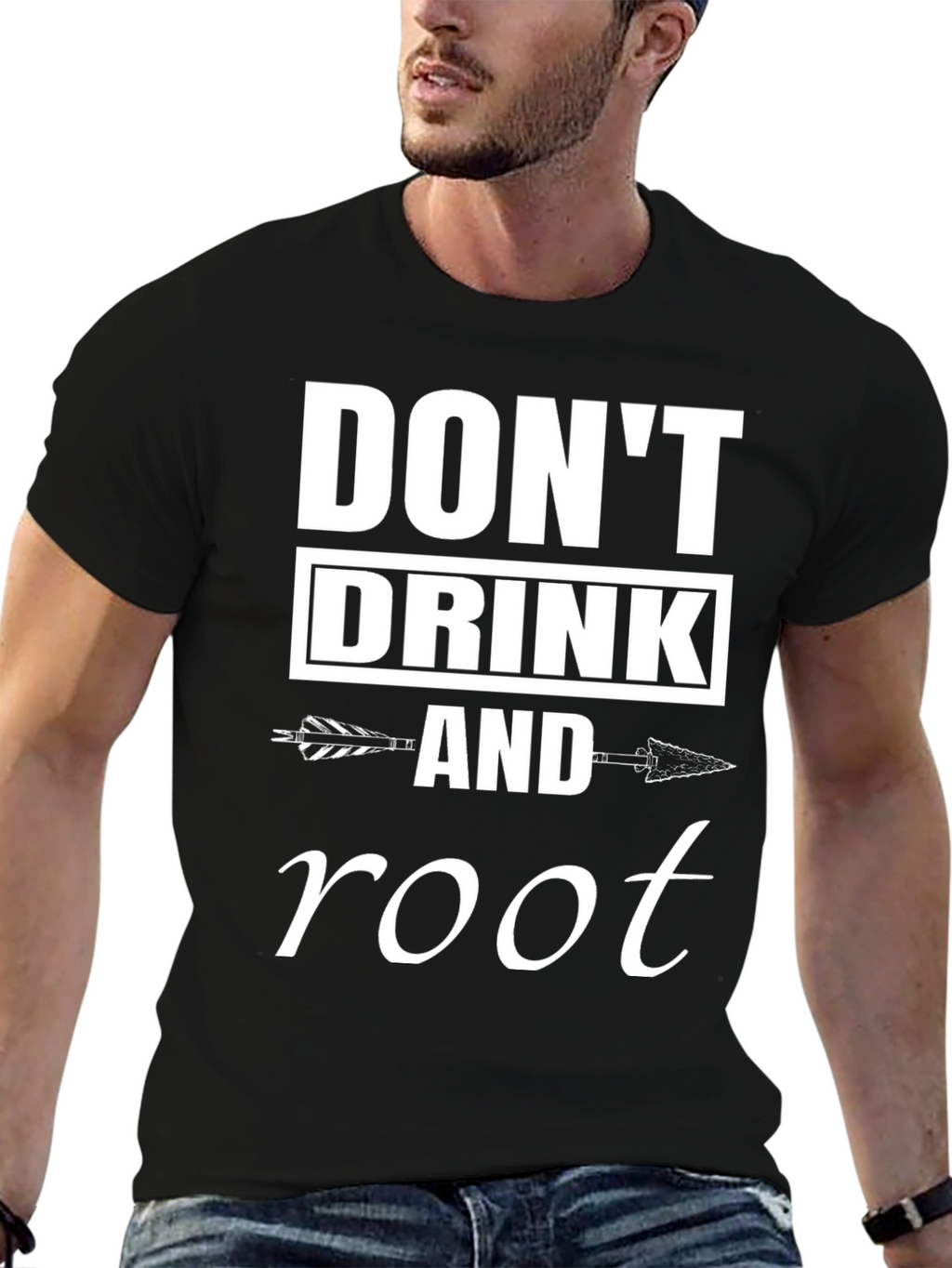 Dont Drink & Root Arrow Graphic Black T-Shirt
