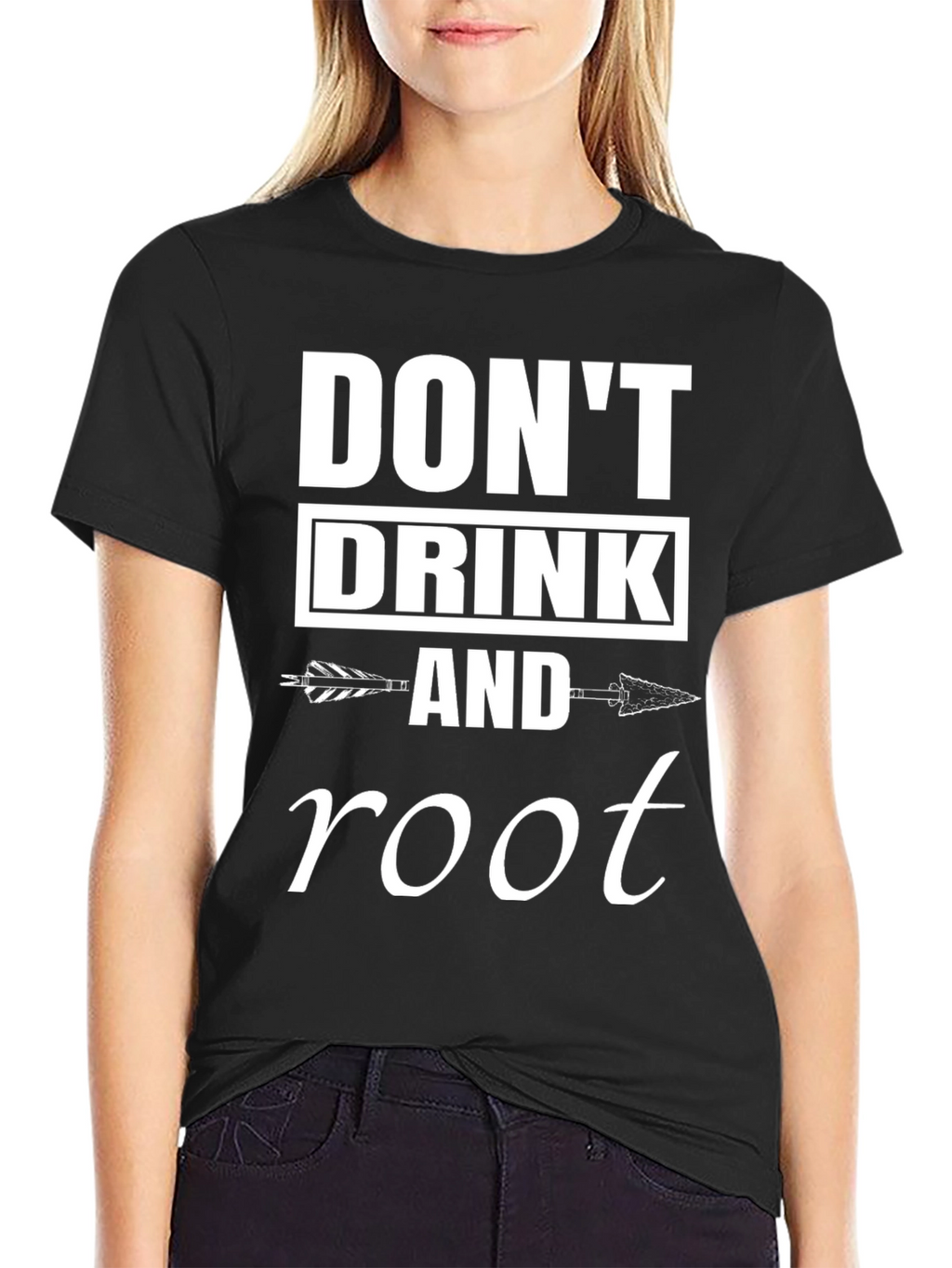 Dont Drink & Root Arrow Graphic Black T-Shirt