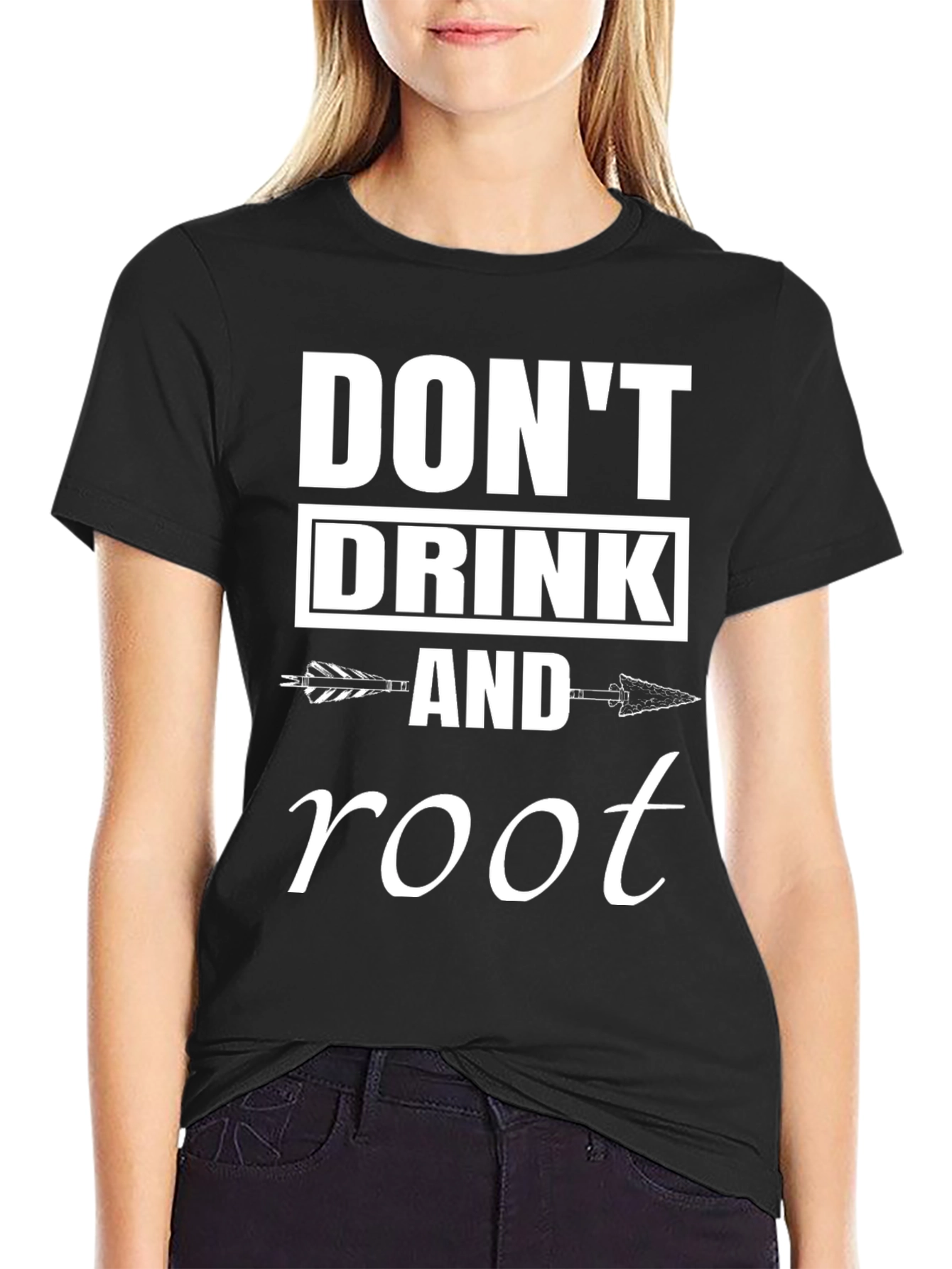 Dont Drink & Root Arrow Graphic Black T-Shirt