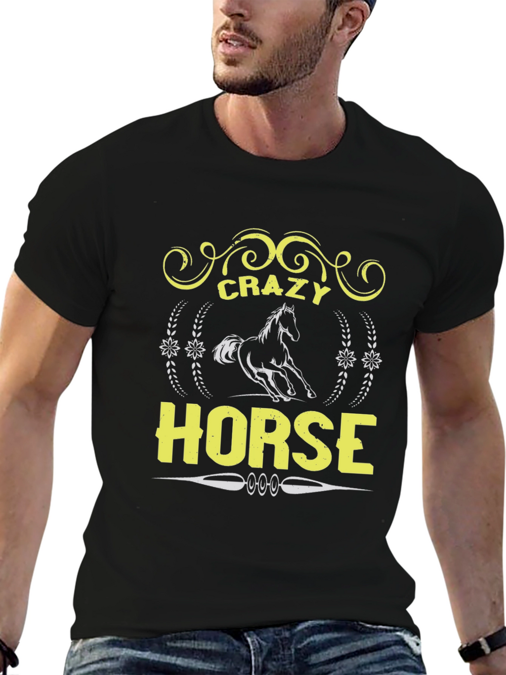 Crazy Horse Graphic Tee - Unisex Black T-Shirt