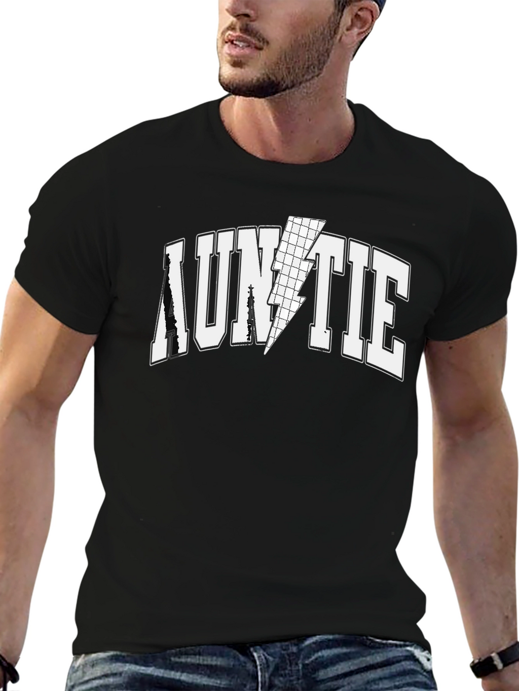 Auntie Lightning Bolt Graphic Tee - Black