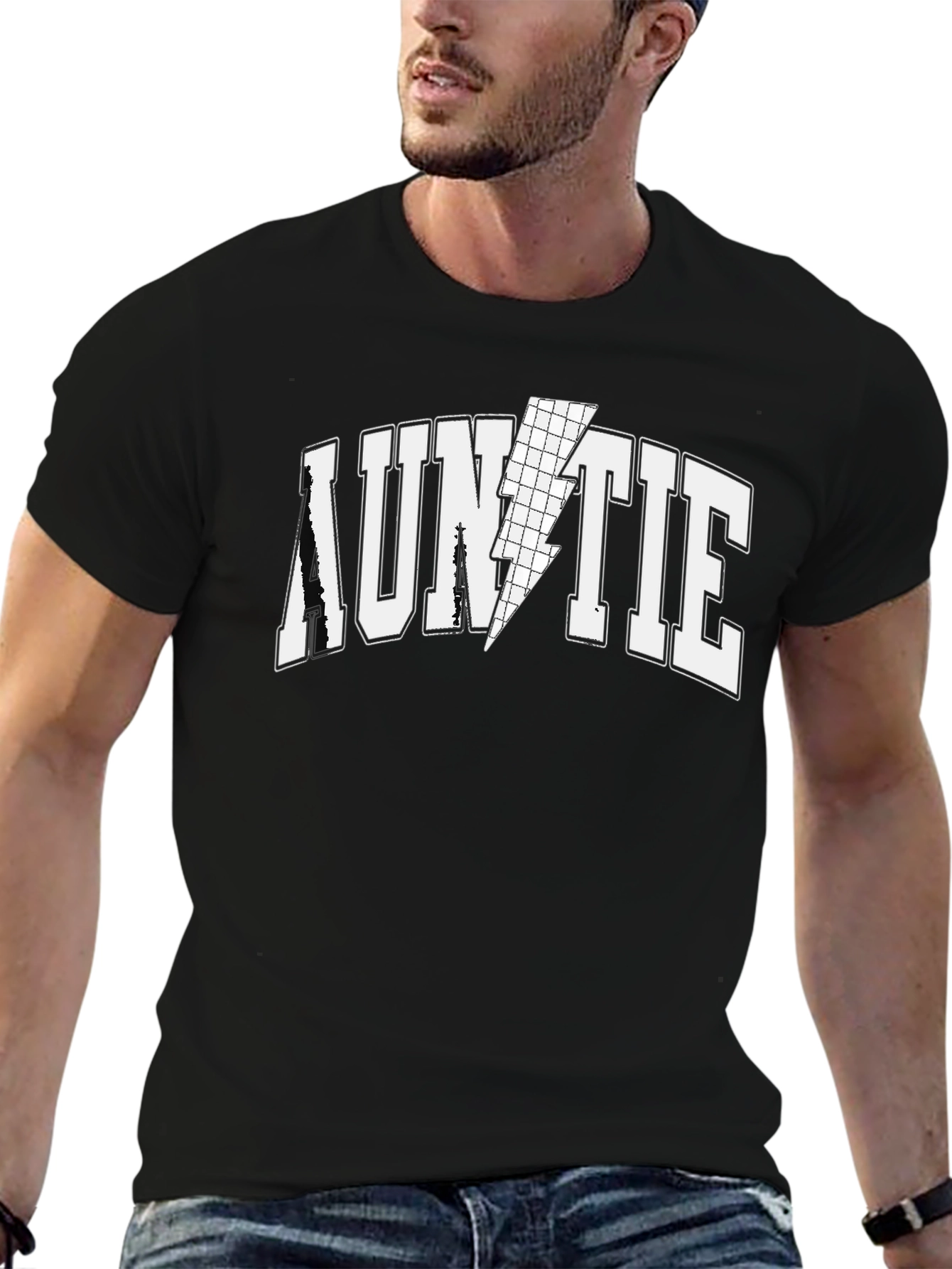Auntie Lightning Bolt Graphic Tee - Black