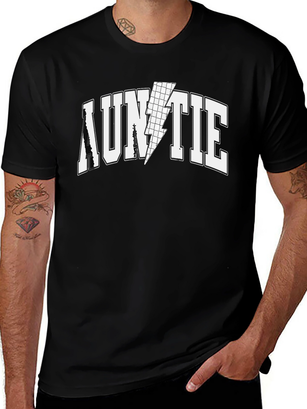 Auntie Lightning Bolt Graphic Tee - Black