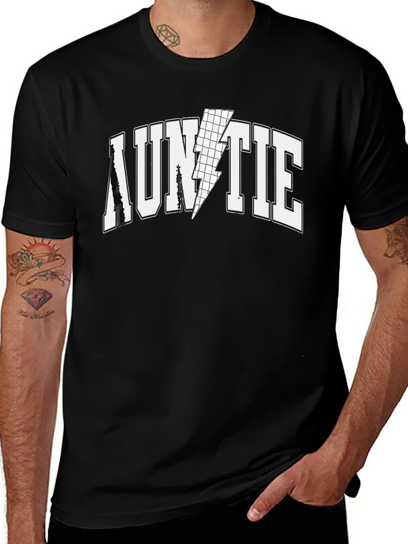 Auntie Lightning Bolt Graphic Tee - Black