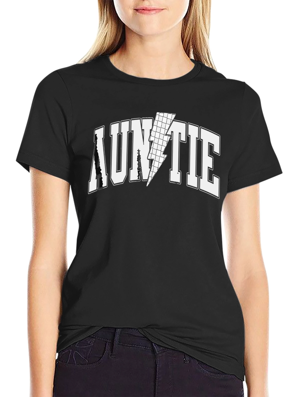 Auntie Lightning Bolt Graphic Tee - Black