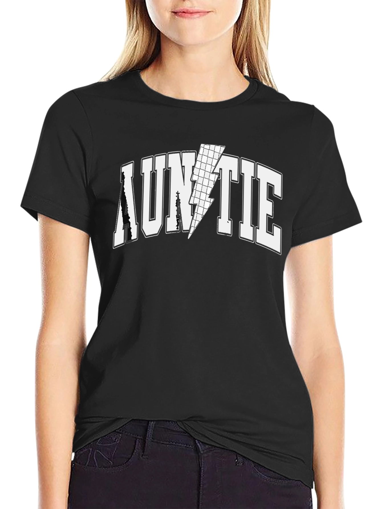 Auntie Lightning Bolt Graphic Tee - Black